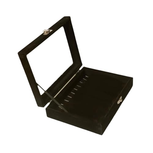 Dickly Schmuckschatulle, Schmuck-Organizer, Aufbewahrungsschale für Halsketten mit transparentem Deckel, Schmuck-Display, Aufbewahrungsbox, Black S von Dickly