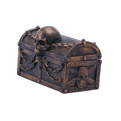 Dickly Schmuckschatulle mit Totenkopf, Andenkenbox, Gothic, gruselige Halloween-Dekoration, Kunstharz, dekorative Box, Schmuckaufbewahrung für die, Bronze von Dickly