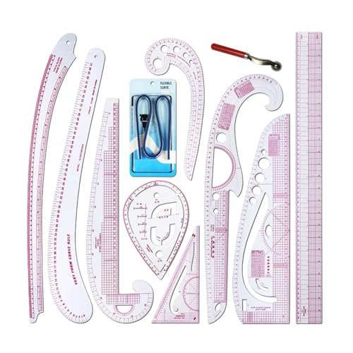 Dickly Sew French Curve Lineal-Set, Kleidungsmuster-Herstellungslineal, Modedesign und Führungen, metrisches Lineal-Set für Schneider, 11 Stück von Dickly