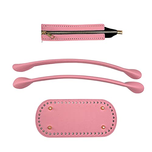 Dickly Stricken, Häkeln, Taschenboden, DIY-Riemen, Basteltasche, Nähset mit Löchern, Nagelboden, 3er-Set, PU für Häkeltasche, Umhängetasche, Eimer, ROSA von Dickly