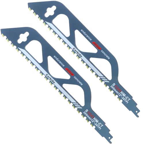 2 Piezas Säbelsägeblatt Stein, 2 Stück Säbelsägeblätter metall, Sägeblatt Porenbeton für Zubehör Säbelsäge, Professionelle Stein Sägeblätter zum Schneiden, Holz, Zementplatt (S1243HM, 305mm) von Dictien