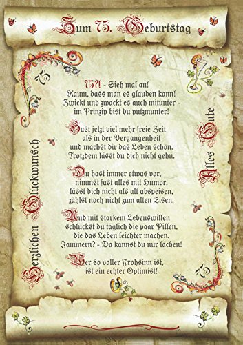 Die Staffelei Geschenk 75. Geburtstag Gedicht Präsent Jubiläum von Die Staffelei