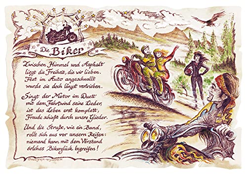 Die Staffelei Geschenk Biker/Witziges Gedicht mit liebevoller Zeichnung auf hochwertigem Papier/besondere Geschenkidee für den Biker von Die Staffelei