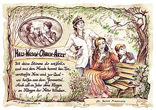 Die Staffelei Geschenk HNO/Witziges Gedicht mit liebevoller Zeichnung auf hochwertigem Papier/besondere Geschenkidee für den HNO-Arzt (A4 (29,7cm x 21cm), personalisiert) von Die Staffelei