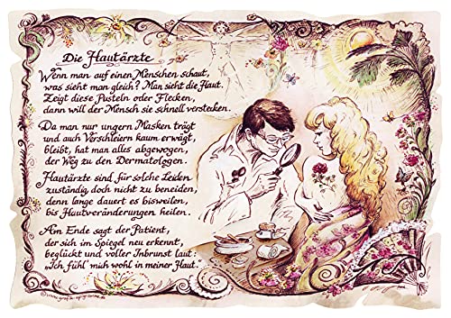 Die Staffelei Geschenk Hautärzte/Witziges Gedicht mit liebevoller Zeichnung auf hochwertigem Papier/besondere Geschenkidee für die Hautärzte (A4 (29,7cm x 21cm)) von Die Staffelei