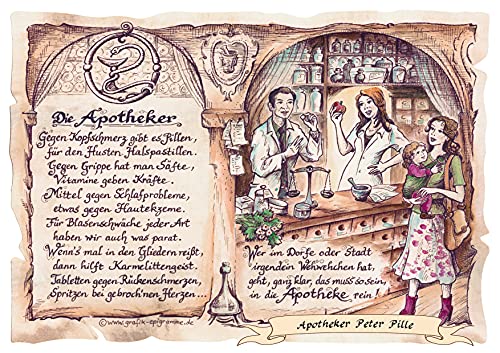 Die Staffelei Geschenk Apotheker/Witziges Gedicht mit liebevoller Zeichnung auf hochwertigem Papier/besondere Geschenkidee für den Apotheker von Die Staffelei