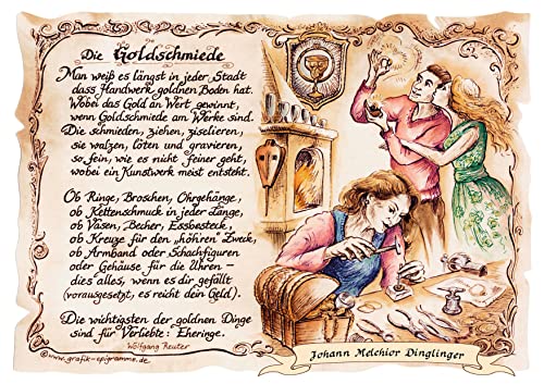 Die Staffelei Geschenk Goldschmied/Witziges Gedicht mit liebevoller Zeichnung auf hochwertigem Papier/besondere Geschenkidee für den Goldschmied von Die Staffelei