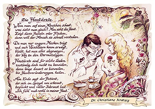 Die Staffelei Geschenk Hautärzte/Witziges Gedicht mit liebevoller Zeichnung auf hochwertigem Papier/besondere Geschenkidee für die Hautärzte von Die Staffelei