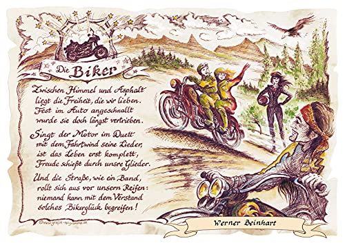 Die Staffelei Geschenk Biker/Witziges Gedicht mit liebevoller Zeichnung auf hochwertigem Papier/besondere Geschenkidee für den Biker von Die Staffelei