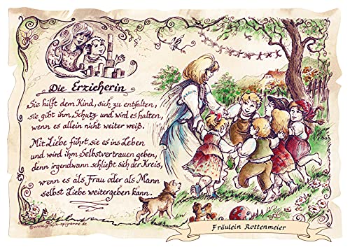 Die Staffelei Geschenk Erzieherin/Witziges Gedicht mit liebevoller Zeichnung auf hochwertigem Papier/besondere Geschenkidee für die Erzieherin von Die Staffelei