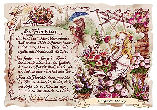 Die Staffelei Geschenk Floristin/Witziges Gedicht mit liebevoller Zeichnung auf hochwertigem Papier/besondere Geschenkidee für die Floristin von Die Staffelei