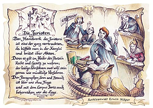 Die Staffelei Geschenk Juristen/Witziges Gedicht mit liebevoller Zeichnung auf hochwertigem Papier/besondere Geschenkidee für den Juristen von Die Staffelei