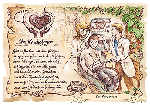 Die Staffelei Geschenk Kardiologie/Witziges Gedicht mit liebevoller Zeichnung auf hochwertigem Papier/besondere Geschenkidee für den Kardiologen von Die Staffelei