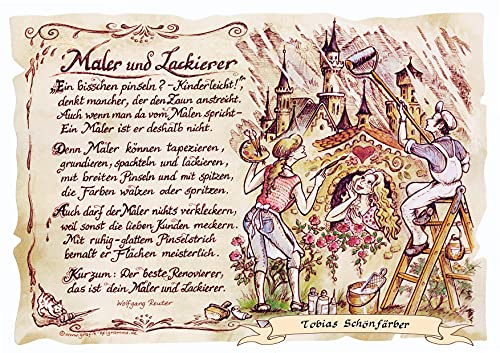 Die Staffelei Geschenk Maler/Witziges Gedicht mit liebevoller Zeichnung auf hochwertigem Papier/besondere Geschenkidee für den Maler von Die Staffelei