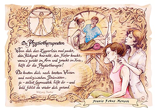 Die Staffelei Geschenk Physiotherapeuten/Witziges Gedicht mit liebevoller Zeichnung auf hochwertigem Papier/besondere Geschenkidee für die Physiotherapie von Die Staffelei