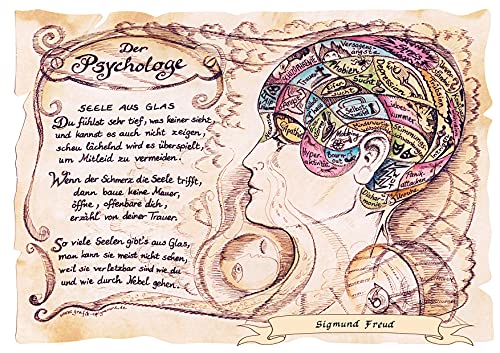 Die Staffelei Geschenk Psychologe/Witziges Gedicht mit liebevoller Zeichnung auf hochwertigem Papier/besondere Geschenkidee für den Psychologen von Die Staffelei