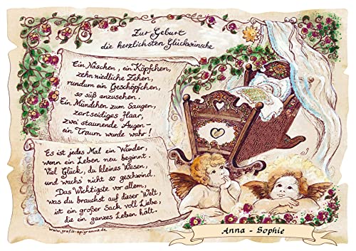 Die Staffelei Geschenk Geburt/Witziges Gedicht mit liebevoller Zeichnung auf hochwertigem Papier/besondere Geschenkidee für den Geburt von Die Staffelei