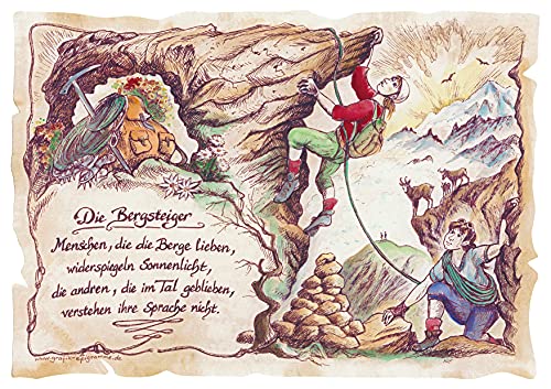 Die Staffelei Geschenk Karte A5 Bergsteiger Alpinist Zeichnung Color von Die Staffelei