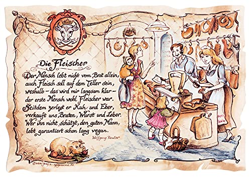 Die Staffelei Geschenk Fleischer/Witziges Gedicht mit liebevoller Zeichnung auf hochwertigem Papier/besondere Geschenkidee für den Fleischer von Die Staffelei