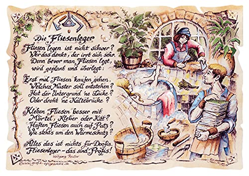 Die Staffelei Geschenk Fliesenleger/Witziges Gedicht mit liebevoller Zeichnung auf hochwertigem Papier/besondere Geschenkidee für den Fliesenleger von Die Staffelei