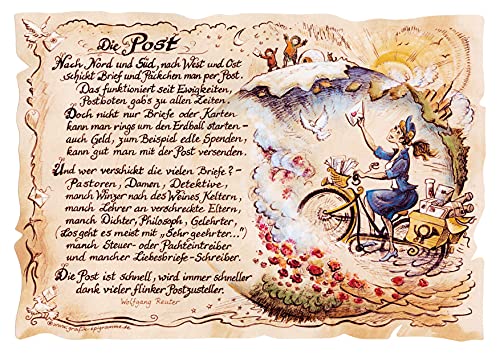 Die Staffelei Geschenk Karte A5 Berufsbild Post Postbote Briefträger Zeichnung mit Gedicht von Die Staffelei