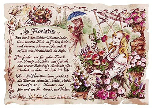 Die Staffelei Geschenk Floristin/Witziges Gedicht mit liebevoller Zeichnung auf hochwertigem Papier/besondere Geschenkidee für die Floristin von Die Staffelei