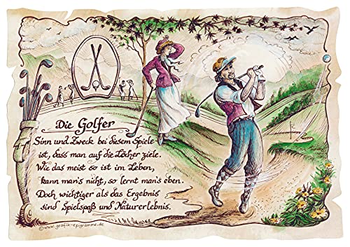 Die Staffelei Geschenk Karte A5 Golf Golfer Golfspieler Zeichnung Color von Die Staffelei