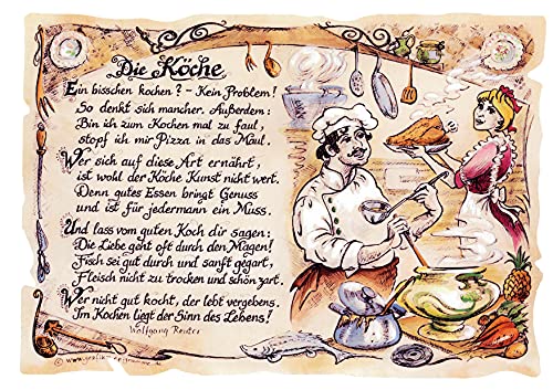 Die Staffelei Geschenk Koch/Witziges Gedicht mit liebevoller Zeichnung auf hochwertigem Papier/besondere Geschenkidee für den Koch von Die Staffelei