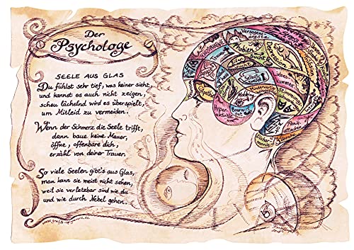 Die Staffelei Geschenk Psychologe/Witziges Gedicht mit liebevoller Zeichnung auf hochwertigem Papier/besondere Geschenkidee für den Psychologen von Die Staffelei