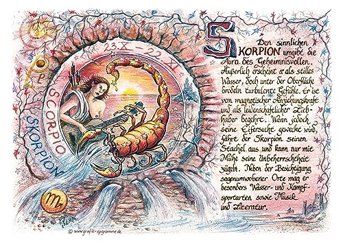 Die Staffelei Geschenkkarte für das Sternzeichen Skorpion A4 / Witziges Gedicht auf hochwertigem Papier/besondere Geschenkidee für das Skorpion von Die Staffelei