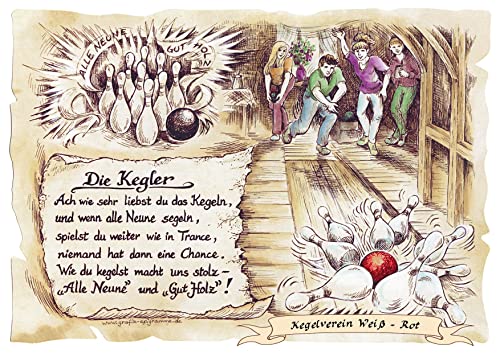 Die Staffelei Geschenk Kegler/Witziges Gedicht mit liebevoller Zeichnung auf hochwertigem Papier/besondere Geschenkidee für den Kegler von Die Staffelei