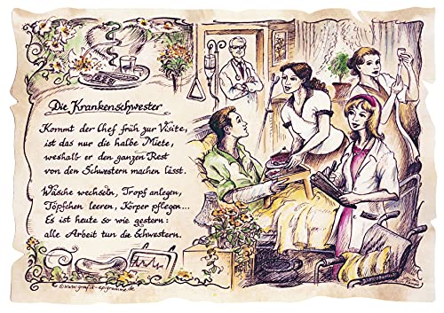 Die Staffelei Geschenk Krankenschwester/Witziges Gedicht mit liebevoller Zeichnung auf hochwertigem Papier/besondere Geschenkidee für die Krankenschwester von Die Staffelei