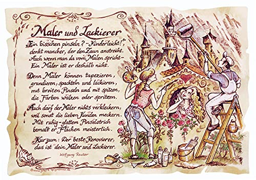 Die Staffelei Geschenk Maler/Witziges Gedicht mit liebevoller Zeichnung auf hochwertigem Papier/besondere Geschenkidee für den Maler von Die Staffelei