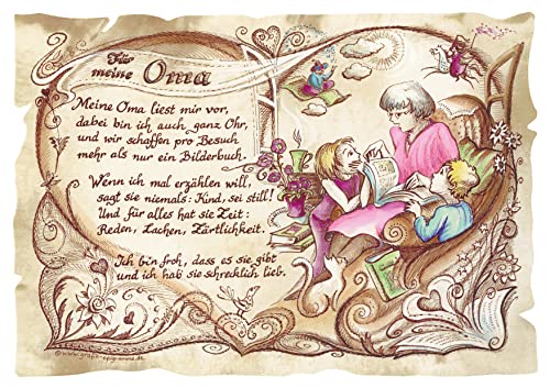 Die Staffelei Geschenk Oma/Witziges Gedicht mit liebevoller Zeichnung auf hochwertigem Papier/besondere Geschenkidee für die Oma (A4 (29,7cm x 21cm)) von Die Staffelei