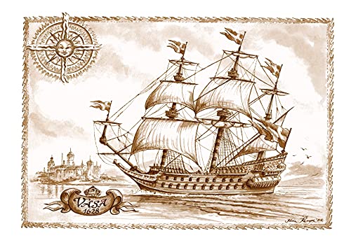 Die Staffelei Geschenk Schiff VASA Karte A4 / Liebevolle Zeichnung auf hochwertigem Papier/besondere Geschenkidee für den Schiffsfreund von Die Staffelei