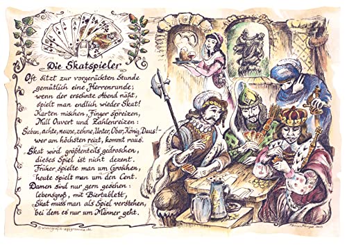 Die Staffelei Geschenk Skatspieler/Witziges Gedicht mit liebevoller Zeichnung auf hochwertigem Papier/besondere Geschenkidee für den Skatspieler von Die Staffelei