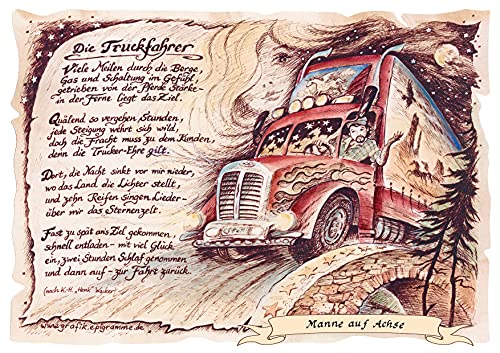 Die Staffelei Geschenk Truckfahrer/Witziges Gedicht mit liebevoller Zeichnung auf hochwertigem Papier/besondere Geschenkidee für den Truckfahrer von Die Staffelei