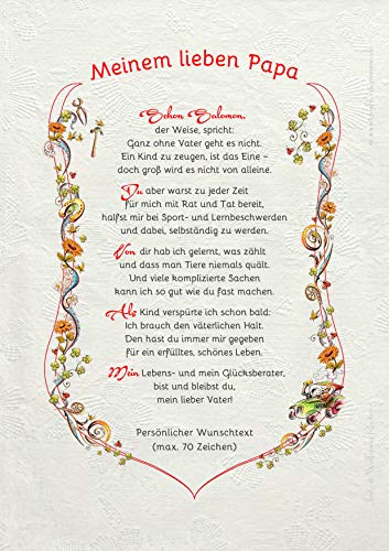 Die Staffelei Geschenkkarte Mein lieber Papa Urkunde A4 / Witziges Gedicht auf hochwertigem Papier/besondere Geschenkidee für den Papa von Die Staffelei