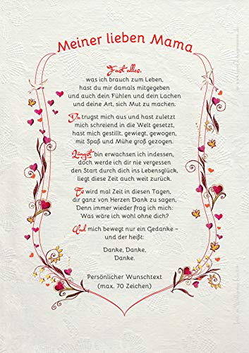 Die Staffelei Geschenkkarte Meine liebe Mama Urkunde A4 / Witziges Gedicht auf hochwertigem Papier/besondere Geschenkidee für die Mama von Die Staffelei