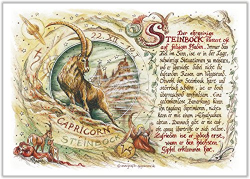 Die Staffelei Geschenkkarte für das Sternzeichen Steinbock 20 x 14,8 cm/Witziges Gedicht auf hochwertigem Papier/besondere Geschenkidee für den Steinbock von Die Staffelei