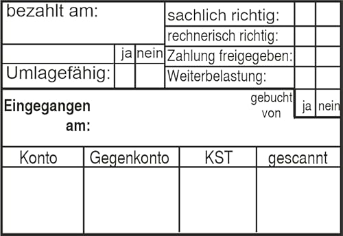 Holzstempel Kontierungsstempel, das Datum manuell eintragen – Custom- (68x47 mm) in verschiedenen Ausführungen, Büro, Buchungsstempel, Kontierungsstempel von Die Stempel GmbH