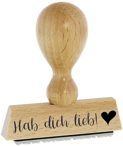 Sprüche-Stempel – Hab dich lieb - von Kaufhaus 2010 aus Holz & Gummi, zum Bestempeln von Schriftstücken aller Art, Gruß- und Glückwunschkarten, Textilien und vieles mehr. von Die Stempel GmbH