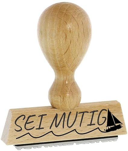 Sprüche-Stempel – SEI MUTIG - von Kaufhaus 2010 aus Holz & Gummi, zum Bestempeln von Schriftstücken aller Art, Gruß- und Glückwunschkarten, Textilien und vieles mehr. von Die Stempel GmbH