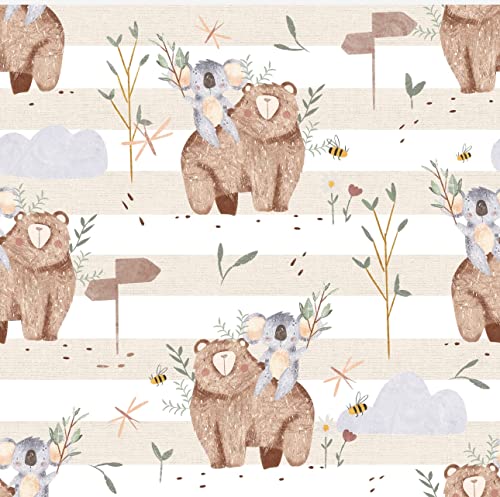 0,5m Bio Jersey Die Stoffprinzessin Eigenproduktion 0,5 m, Kinderstoff, Jerseystoff, Meterware Koala Bär tiere beige von Die Stoffprinzessin