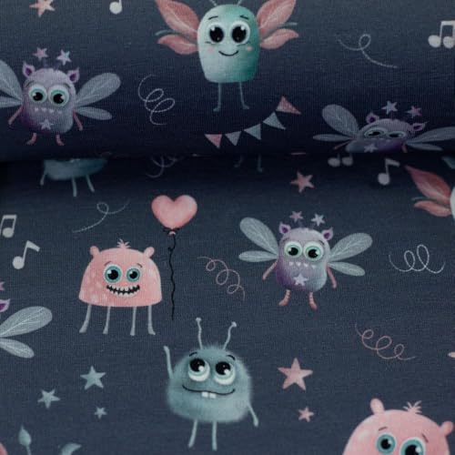 Baumwolljersey MONSTA – Herzen, Feen, anthrazit - Öko-Tex Standard 100 – elastischer Jerseystoff - Meterware ab 50 cm – für Babykleidung, Kinderkleidung Baumwolljersey MONSTA – Herzen, Feen, anthrazit - Öko-Tex Standard 100 – elastischer Jerseystoff - Meterware ab 50 cm – für Babykleidung, Kinderkleidung von Die Stofftante