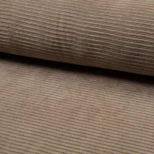 Die Stofftante Jersey Cordjersey Breitcordnicki Cord-Jersey Rippenjersey | Breitcordoptik | 50x150 cm | Meterware (taupe) von Die Stofftante