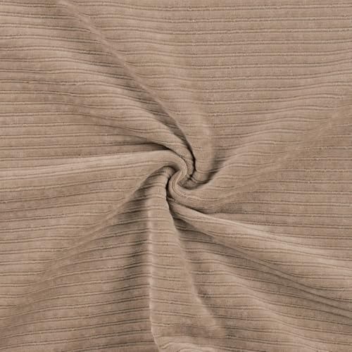 Die Stofftante Jersey Cordjersey Breitcordnicki Cord-Jersey Rippenjersey | Breitcordoptik | 50x150 cm | Meterware (taupe) von Die Stofftante