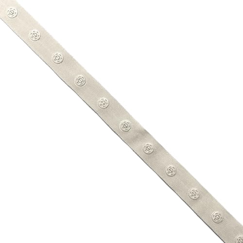 Druckknopfband Knopf-Band Bodyverschluß | 2,5 cm Knopfabstand | 18 mm breit | Meterware | ab 1 m | 3,25 €/m (hellbeige) von Die Stofftante