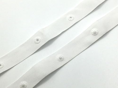 Druckknopfband Knopf-Band Bodyverschluß | weiß | 3,5 cm Knopfabstand | 18 mm breit | Meterware | ab 1 m | 3,25 €/m von Die Stofftante