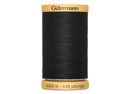 Gütermann Baumwoll-Garn C Ne50 | 400 m | 100% Baumwolle | Fb. 5201 schwarz von Die Stofftante